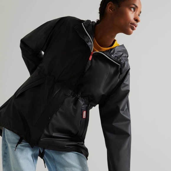 Women's Hunter Waterproof Vinyl Smock Jacket Black - Picture 2 of 7